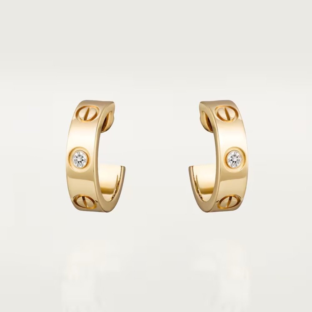 Cartier love earring 2 diamonds yellow gold